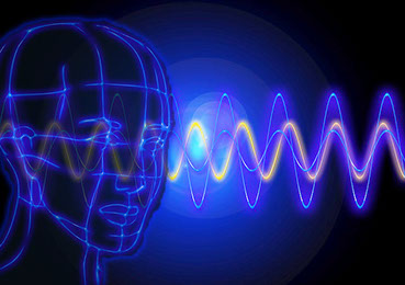 Image of human brain receiving electrical waves